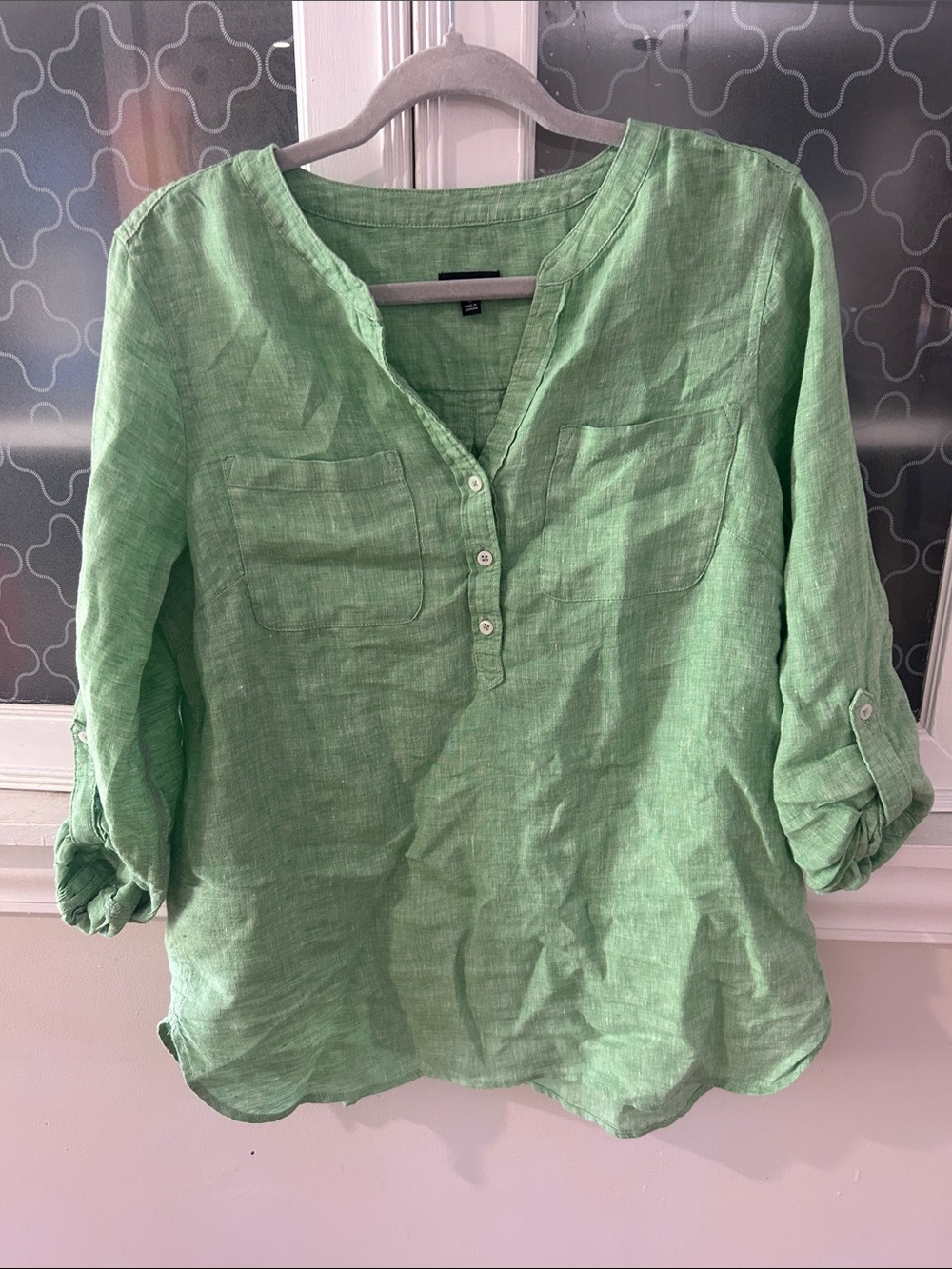 Talbots Light Green Linen Henley Tunic